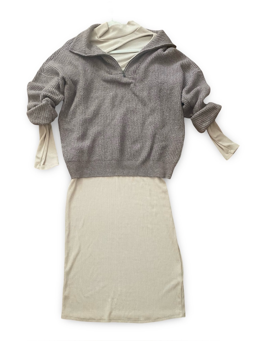 Cozy Half-Zip Knit Sweater in Gray